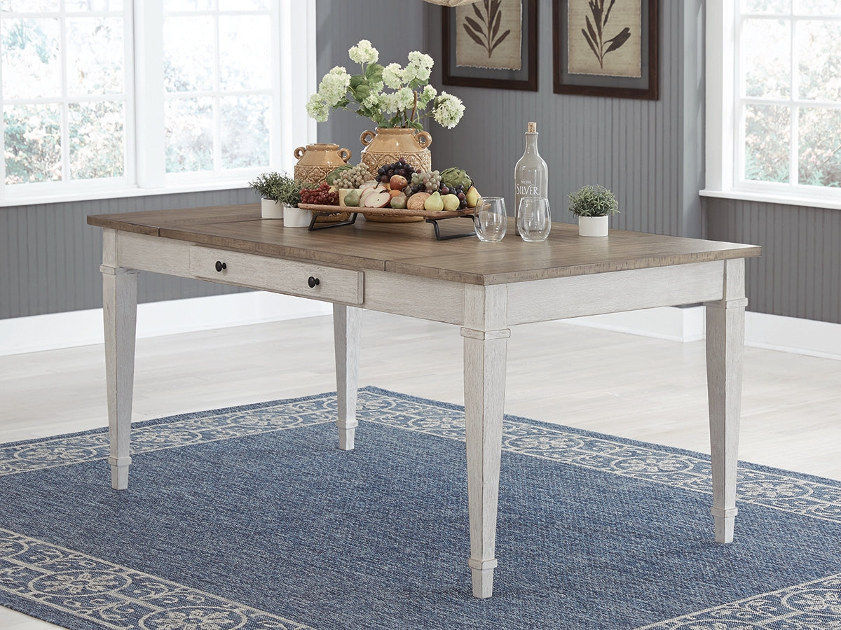 Best Furniture Outlet - Ashley Furniture - Skempton Dining Room - RECT DRM Table w/Storage / White/Light Brown - D394-25