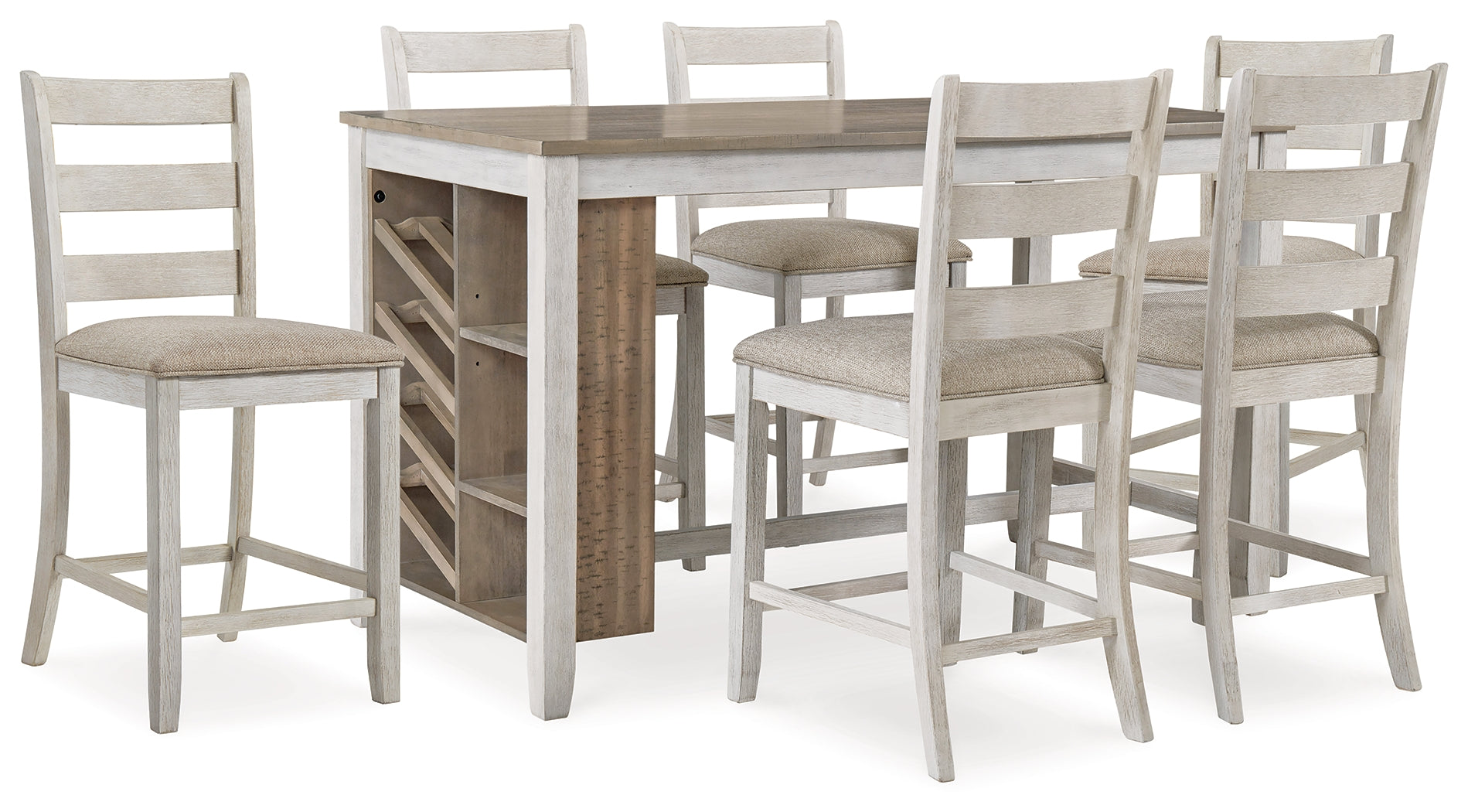 Best Furniture Outlet - Ashley Furniture - Skempton Dining Room - Counter Height Dining Table and 6 Barstools / Two-tone - D394D8