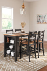 Best Furniture Outlet - Ashley Furniture - Gesthaven Dining Room - Counter Height Dining Table and 4 Barstools / Natural/Brown - D396D2