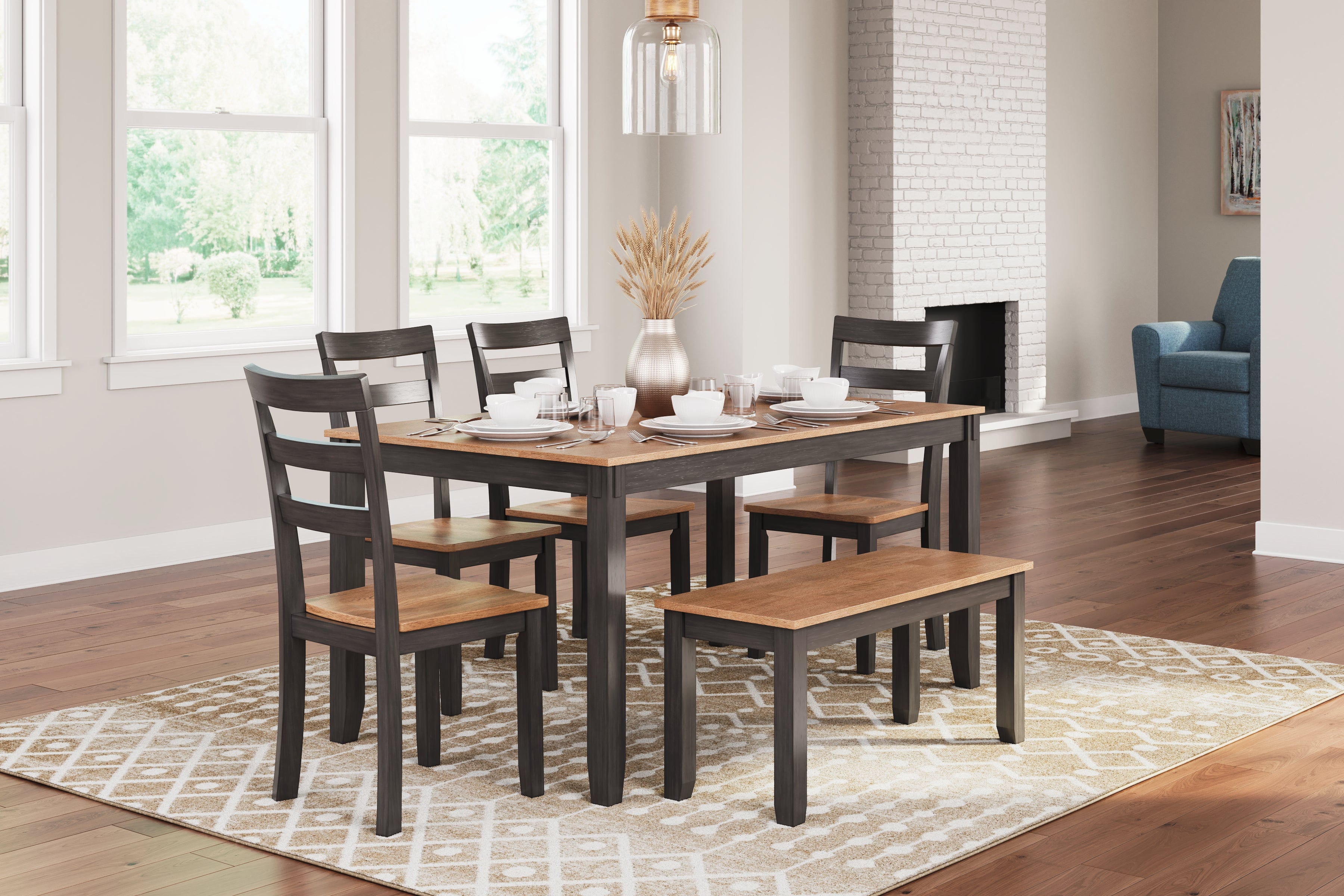 Best Furniture Outlet - Ashley Furniture - Gesthaven Dining Room - Dining Room Table Set (6/CN) / Natural/Brown - D396-325