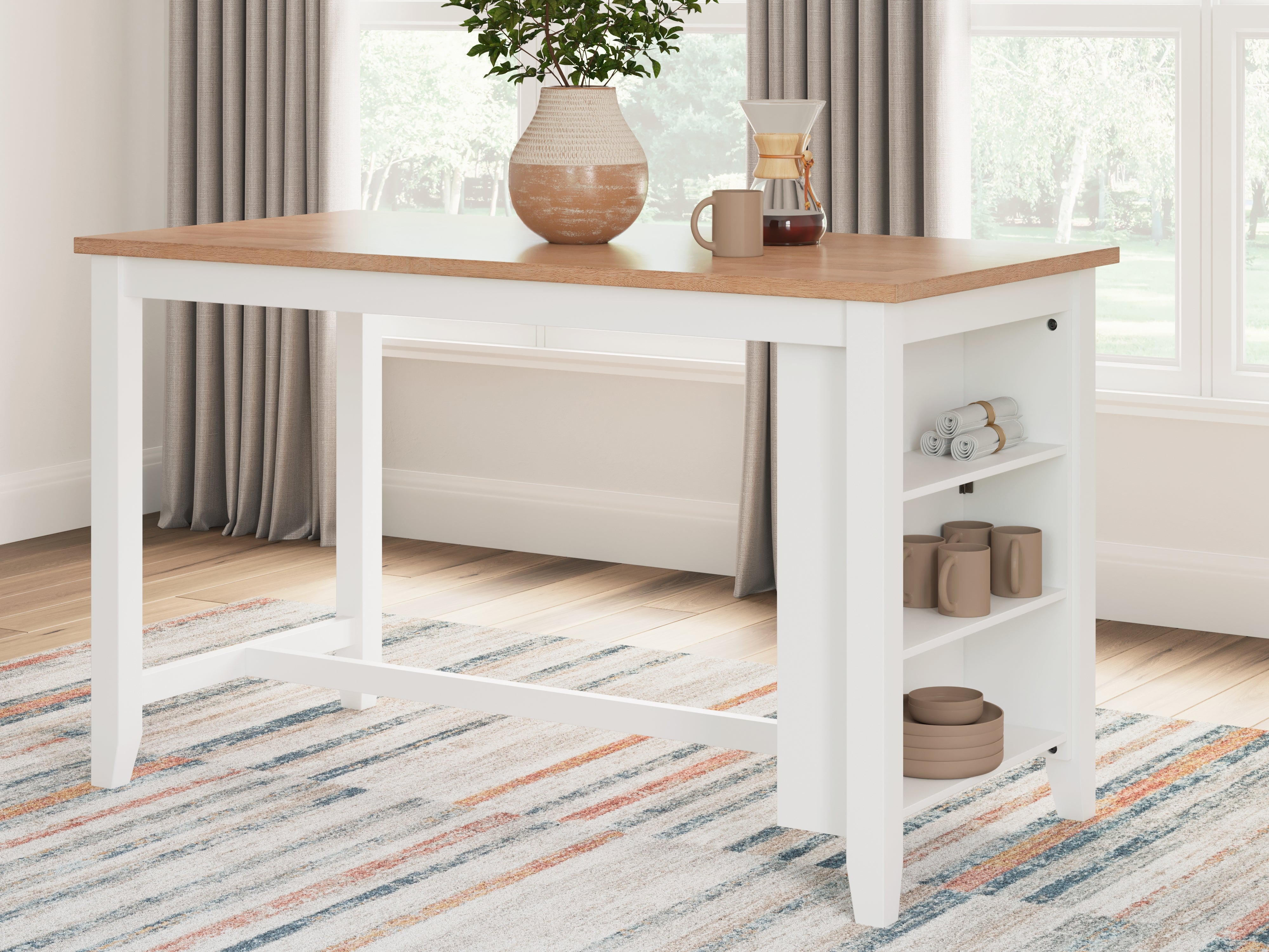 Best Furniture Outlet - Ashley Furniture - Gesthaven Dining Room - RECT Dining Room Counter Table / Natural/White - D398-13