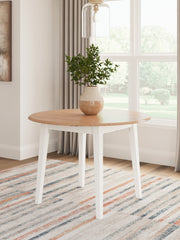 Best Furniture Outlet - Ashley Furniture - Gesthaven Dining Room - Round DRM Drop Leaf Table / Natural/White - D398-15