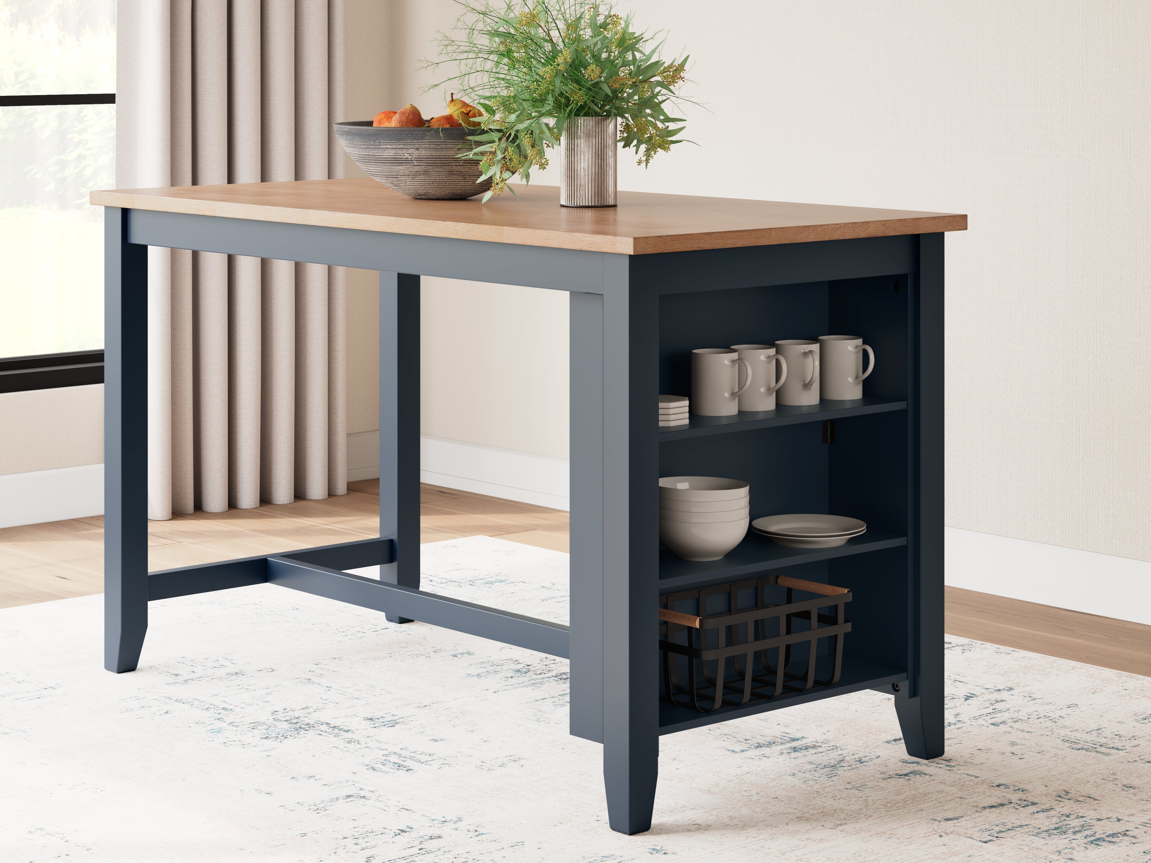 Best Furniture Outlet - Ashley Furniture - Gesthaven Dining Room - RECT Dining Room Counter Table / Natural/Blue - D399-13