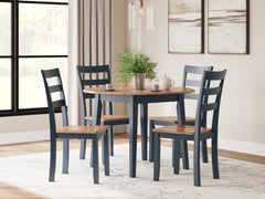 Best Furniture Outlet - Ashley Furniture - Gesthaven Dining Room - Dining Table and 4 Chairs / Natural/Blue - D399D1