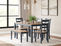 Best Furniture Outlet - Ashley Furniture - Gesthaven Dining Room - Dining Room Table Set (6/CN) / Natural/Blue - D399-325