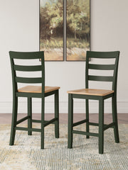 Best Furniture Outlet - Ashley Furniture - Gesthaven Dining Room - Counter Height Barstool (Set of 2) / Natural/Green - D401-124X2