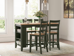 Best Furniture Outlet - Ashley Furniture - Gesthaven Dining Room - Counter Height Dining Table and 4 Barstools / Natural/Green - D401D2