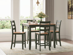 Best Furniture Outlet - Ashley Furniture - Gesthaven Dining Room - DRM Counter Table Set (5/CN) / Natural/Green - D401-223