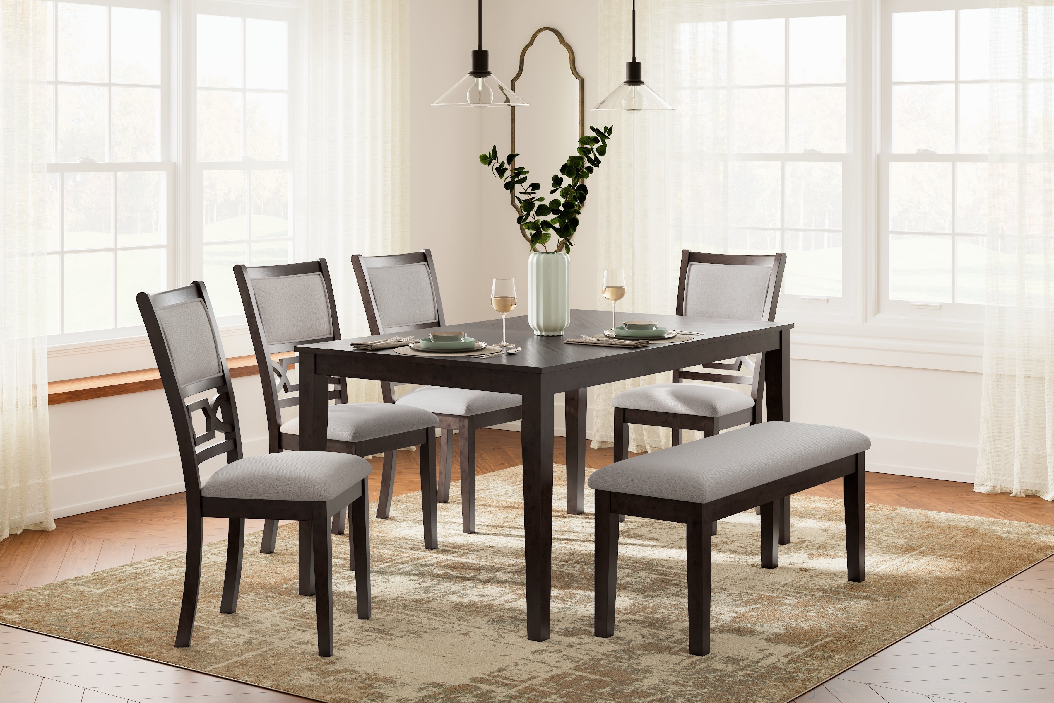 Best Furniture Outlet - Ashley Furniture - Langwest Dining Room - Dining Room Table Set (6/CN) / Brown - D422-325