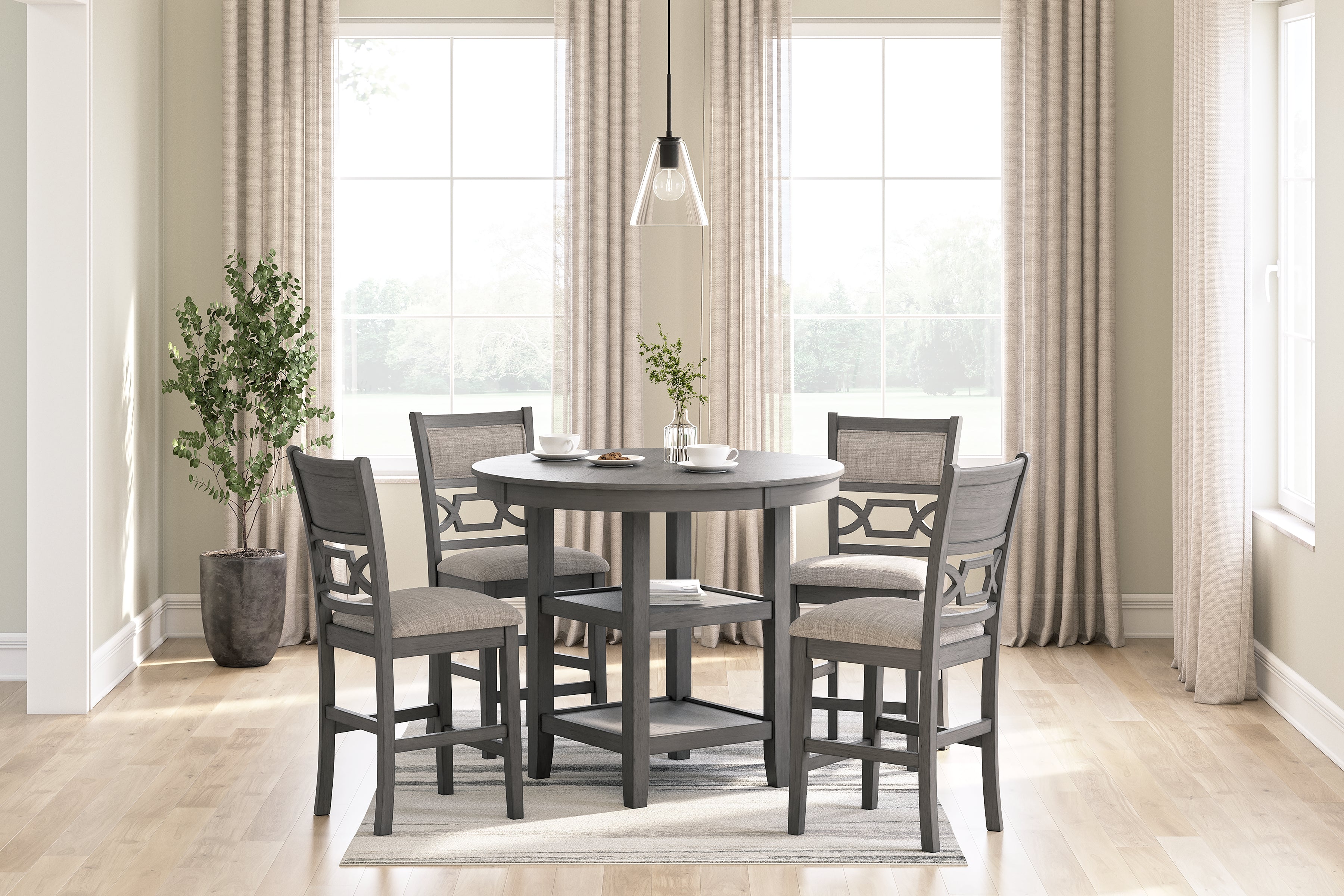 Best Furniture Outlet - Ashley Furniture - Wrenning Dining Room - DRM Counter Table Set (5/CN) / Gray - D425-223