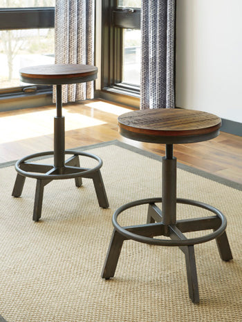 Best Furniture Outlet - Ashley Furniture - Torjin Dining Room - Counter Height Stool (Set of 2) / Brown/Gray - D440-024X2