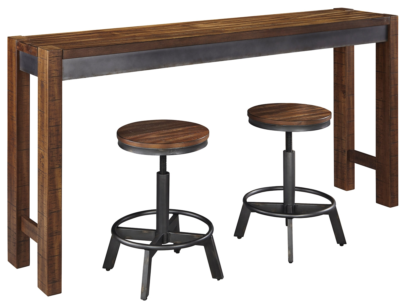 Best Furniture Outlet - Ashley Furniture - Torjin Dining Room - Counter Height Dining Table and 2 Barstools / Brown/Gray - D440D1