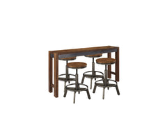Best Furniture Outlet - Ashley Furniture - Torjin Dining Room - Counter Height Dining Table with 4 Barstools / Brown/Gray - D440D2