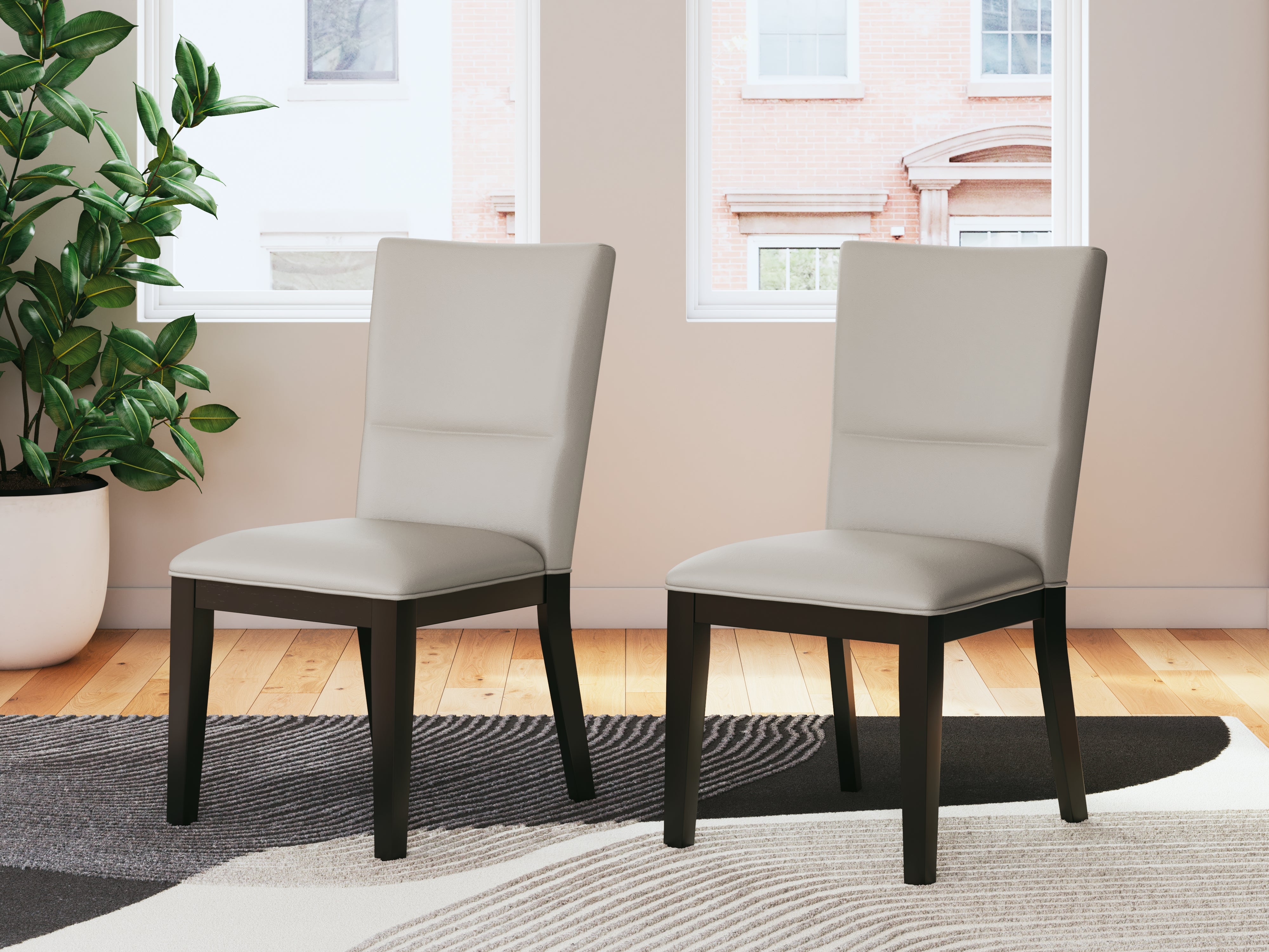 Best Furniture Outlet - Ashley Furniture - Glinari Dining Room - Dining Chair (Set of 2) / Taupe/Black - D476-01X2