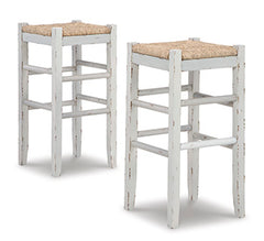Best Furniture Outlet - Ashley Furniture - Mirimyn Dining Room - Bar Height Bar Stool (Set of 2) / White - D508-230X2