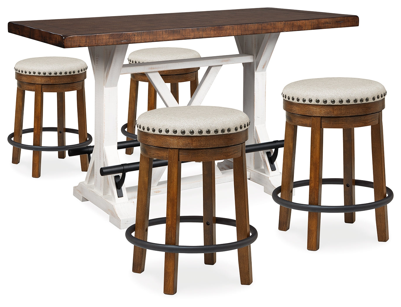 Best Furniture Outlet - Ashley Furniture - Valebeck Dining Room - Counter Height Table and 4 Stools / Multi - D546D8