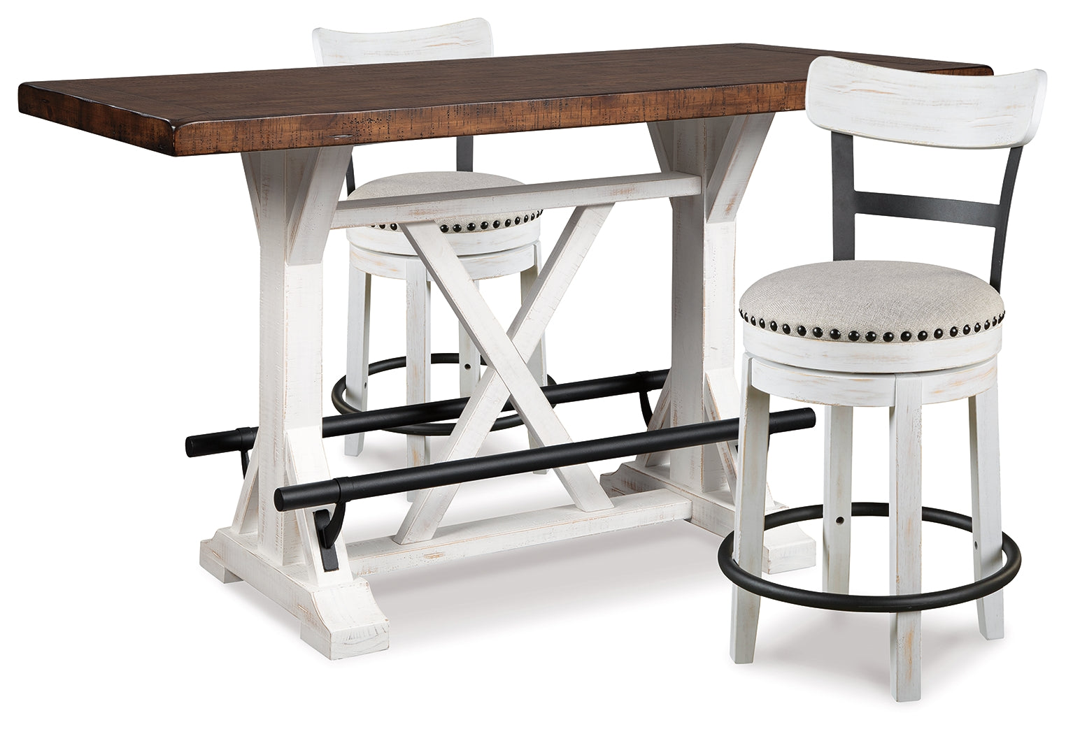 Best Furniture Outlet - Ashley Furniture - Valebeck Dining Room - Counter Height Dining Table and 2 Barstools / White - D546D13