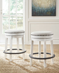 Best Furniture Outlet - Ashley Furniture - Valebeck Dining Room - UPH Swivel Stool (1/CN) / White/Black - D546-324