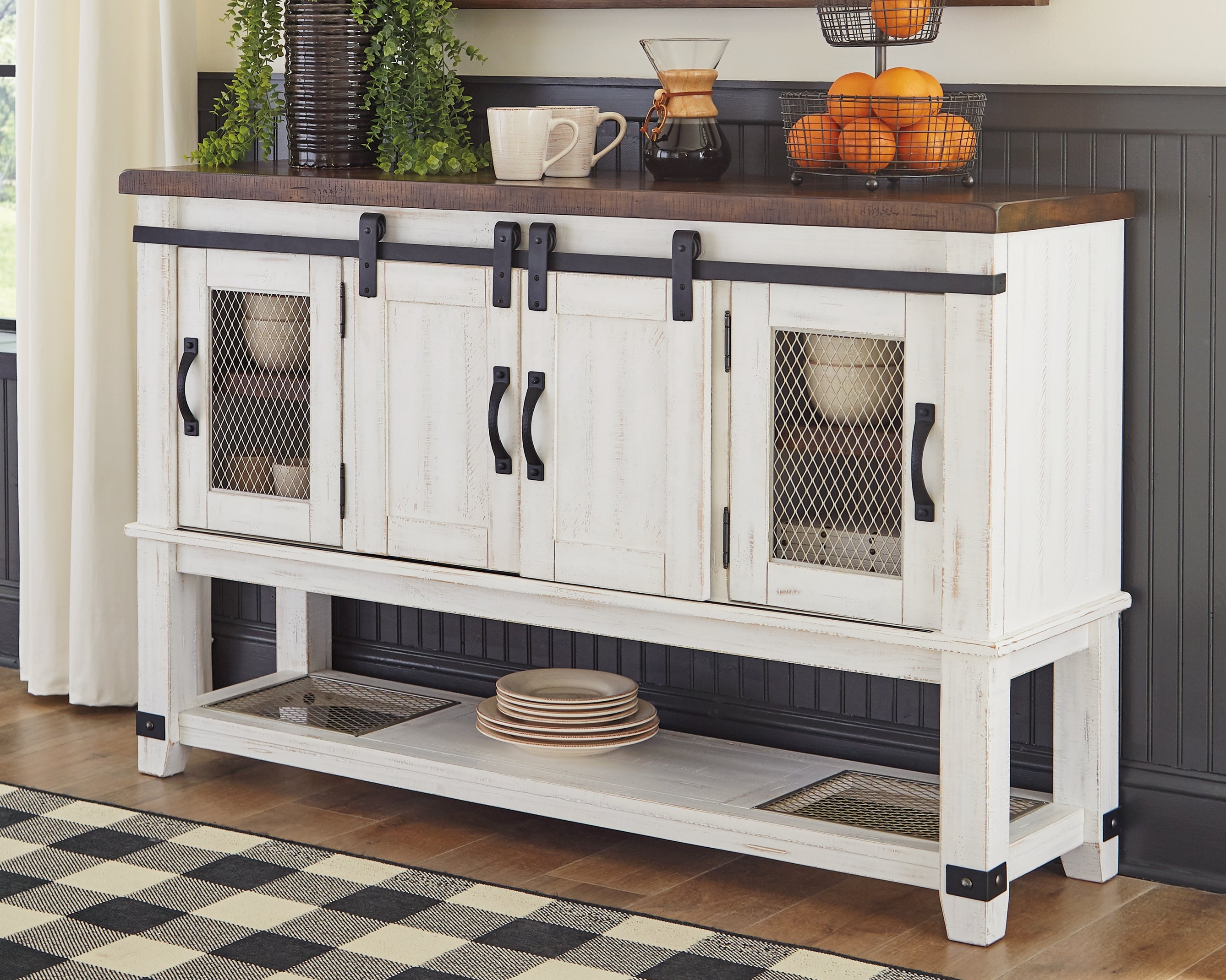 Best Furniture Outlet - Ashley Furniture - Valebeck Dining Room - Dining Room Server / White/Brown - D546-60