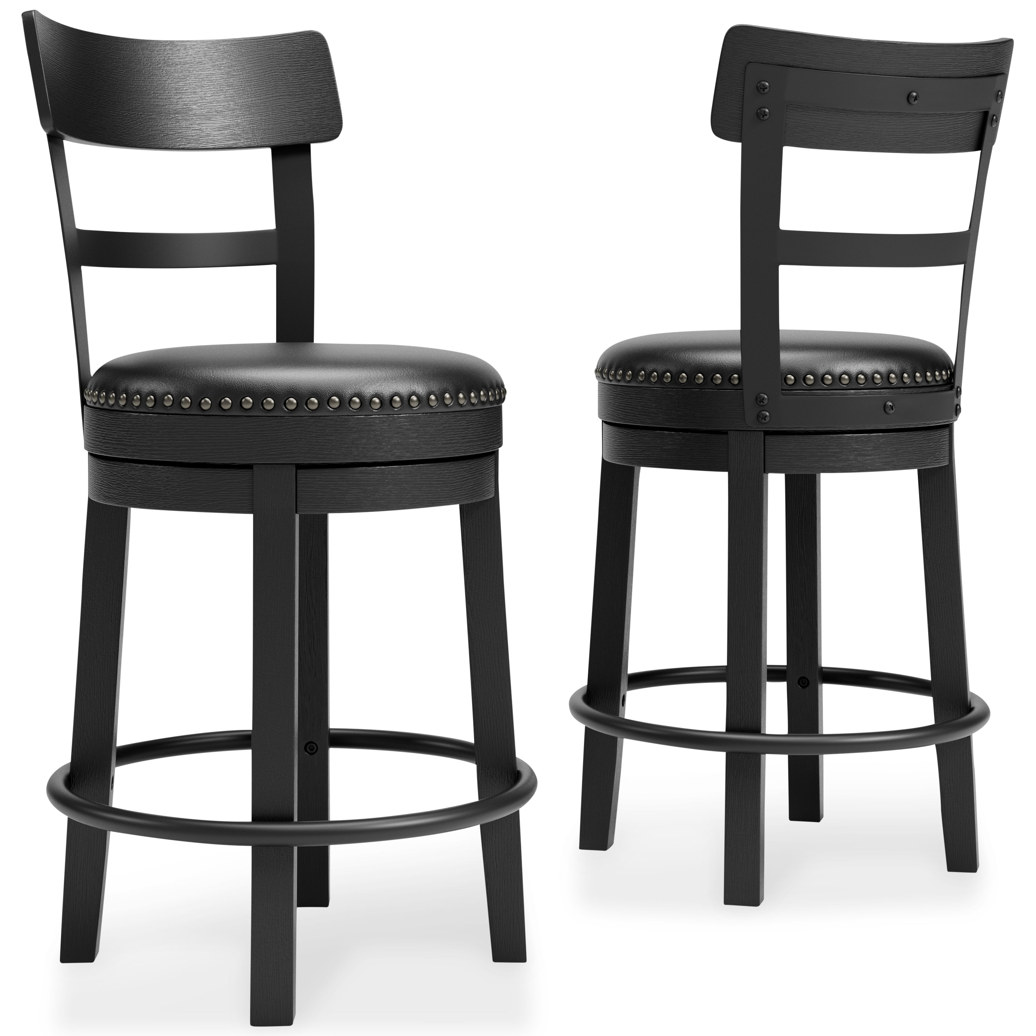Best Furniture Outlet - Ashley Furniture - Valebeck Dining Room - UPH Swivel Barstool (1/CN) / Black - D546-624