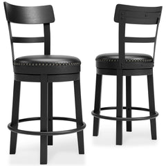 Best Furniture Outlet - Ashley Furniture - Valebeck Dining Room - UPH Swivel Barstool (1/CN) / Black - D546-624