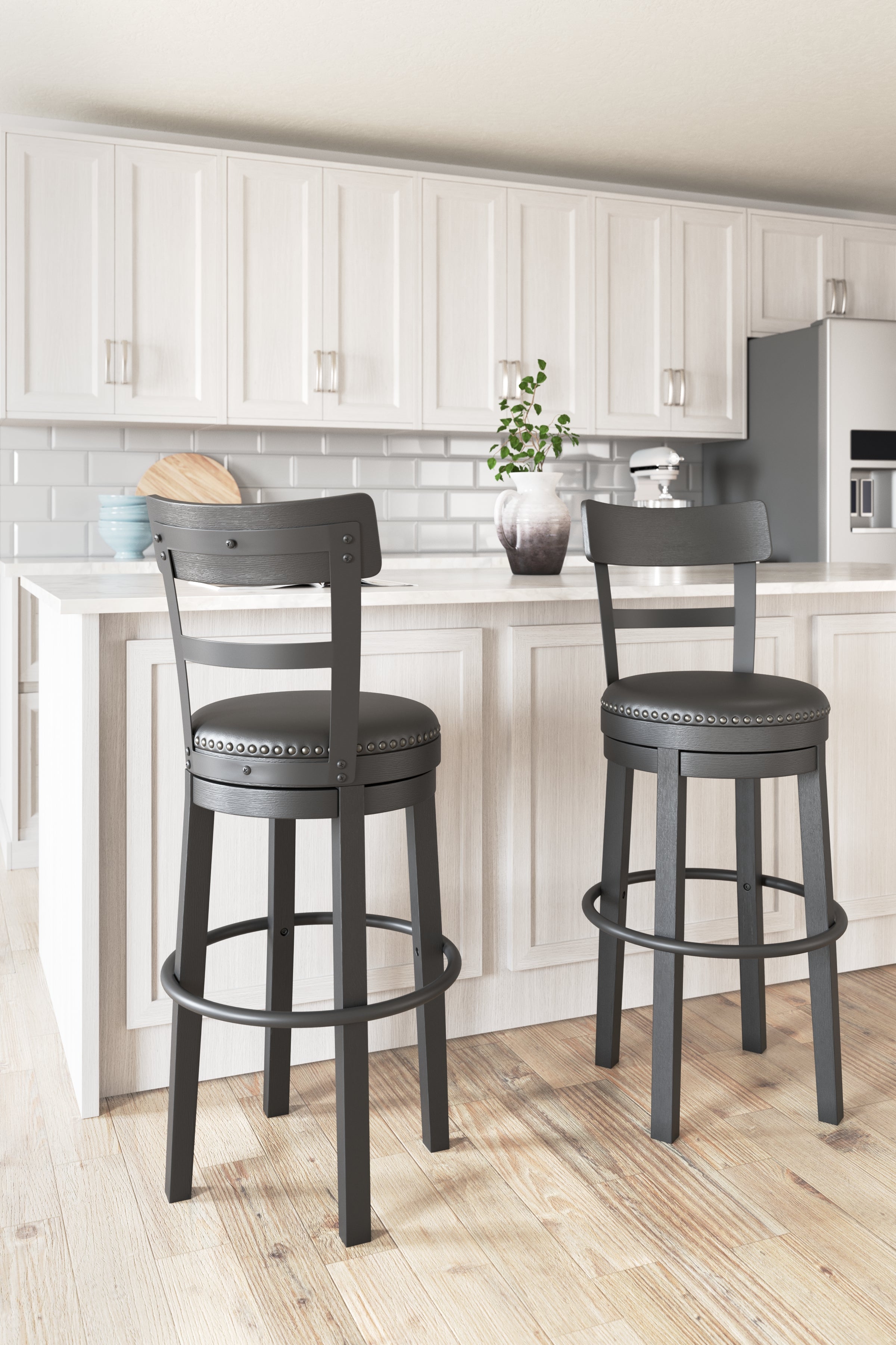 Best Furniture Outlet - Ashley Furniture - Valebeck Dining Room - Bar Height Bar Stool (Set of 2) / Multi - D546-630X2