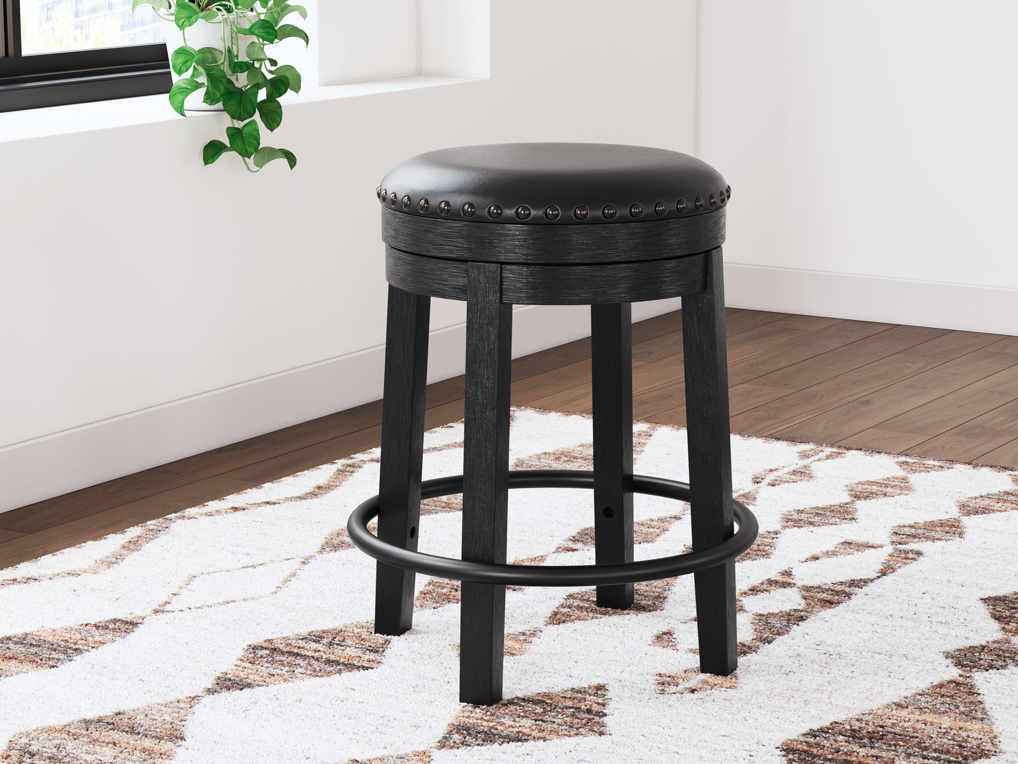 Best Furniture Outlet - Ashley Furniture - Valebeck Dining Room - UPH Swivel Stool (1/CN) / Black - D546-824