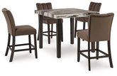 Best Furniture Outlet - Ashley Furniture - Jeshina Dining Room - Counter Height Dining Table and 4 Barstools / Dark Brown - PCD581D3