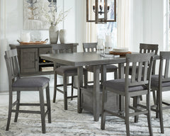 Best Furniture Outlet - Ashley Furniture - Hallanden Dining Room - RECT DRM Counter EXT Table / Gray / 42"W x 60"D x 36"H - D589-42