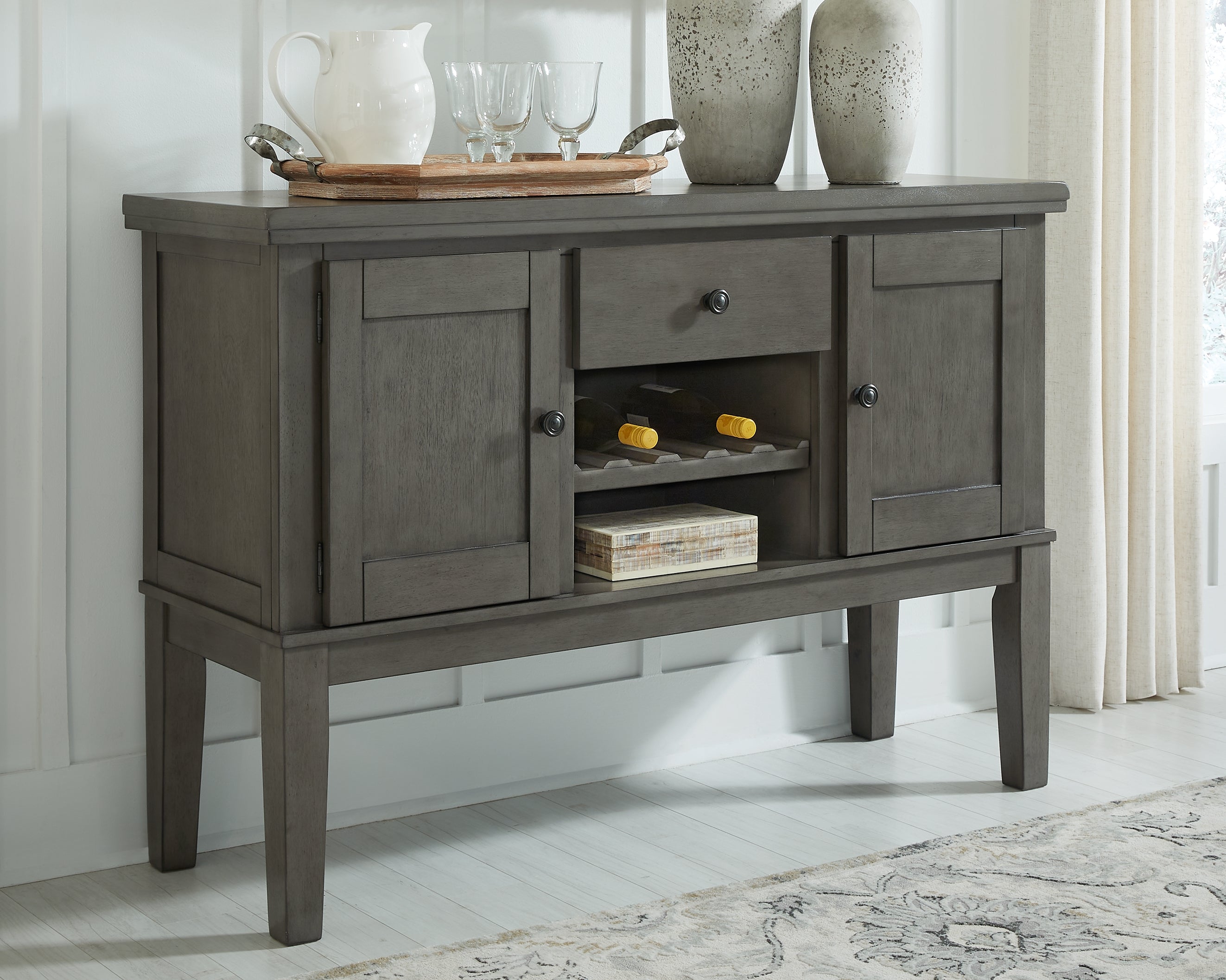 Best Furniture Outlet - Ashley Furniture - Hallanden Dining Room - Dining Room Server / Gray / 56"W x 18"D x 38"H - D589-60