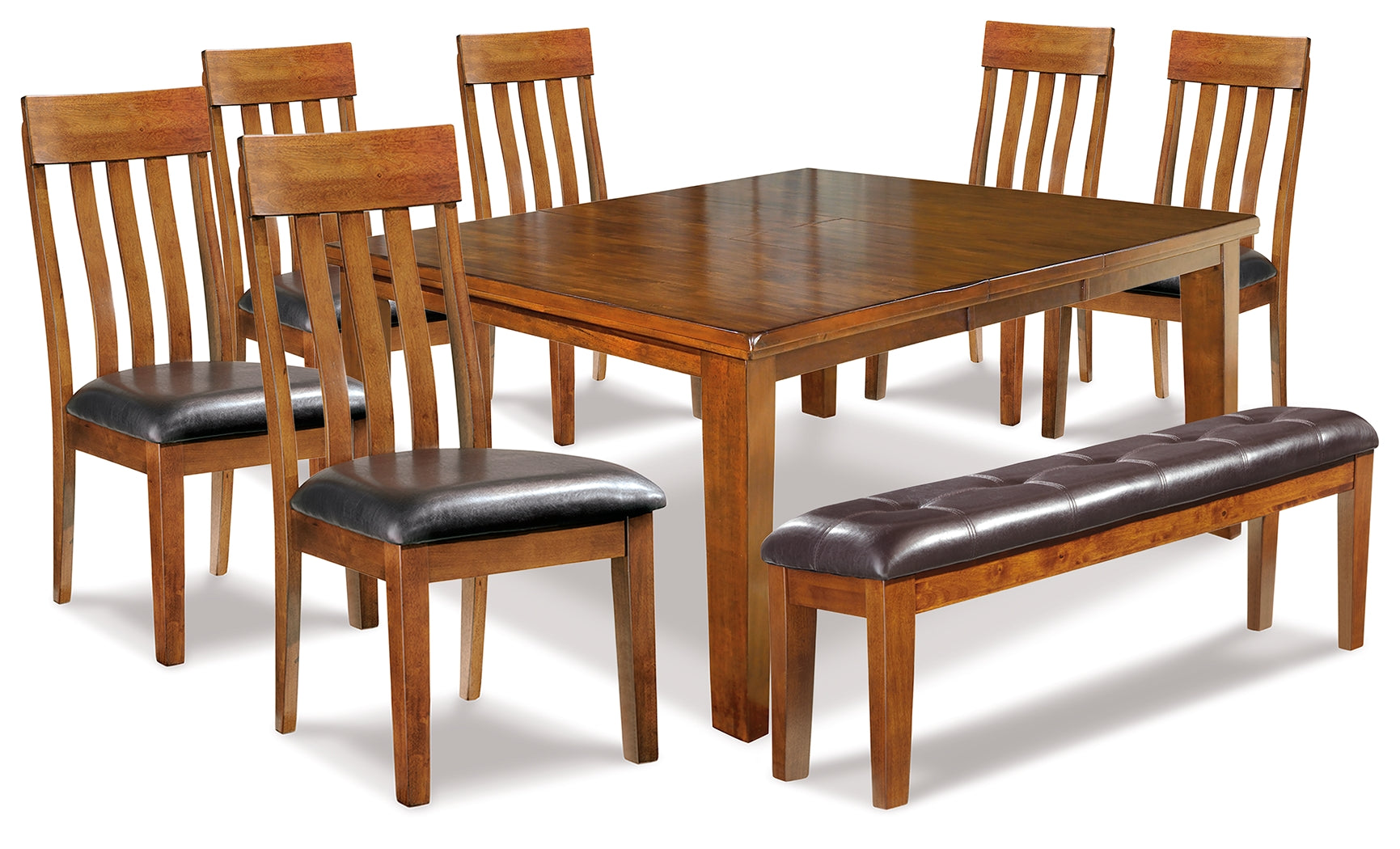 Best Furniture Outlet - Ashley Furniture - Ralene Dining Room - Dining Table and 6 Chairs and Bench / Medium Brown - D594D10