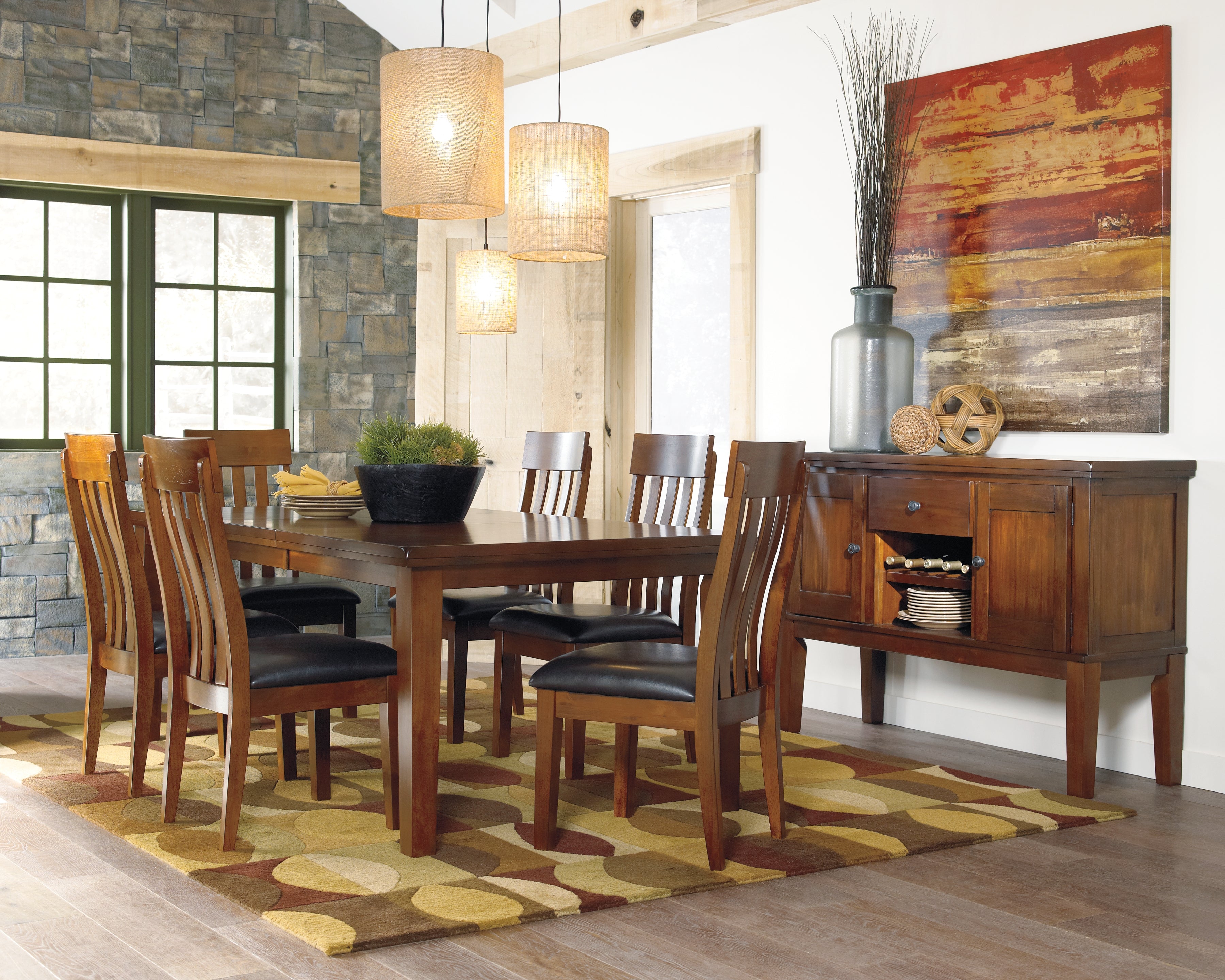 Best Furniture Outlet - Ashley Furniture - Ralene Dining Room - RECT DRM Butterfly EXT Table / Medium Brown - D594-35