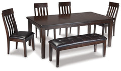 Best Furniture Outlet - Ashley Furniture - Haddigan Dining Room - Dining Table with 4 Chairs and Bench / Dark Brown - D596D2