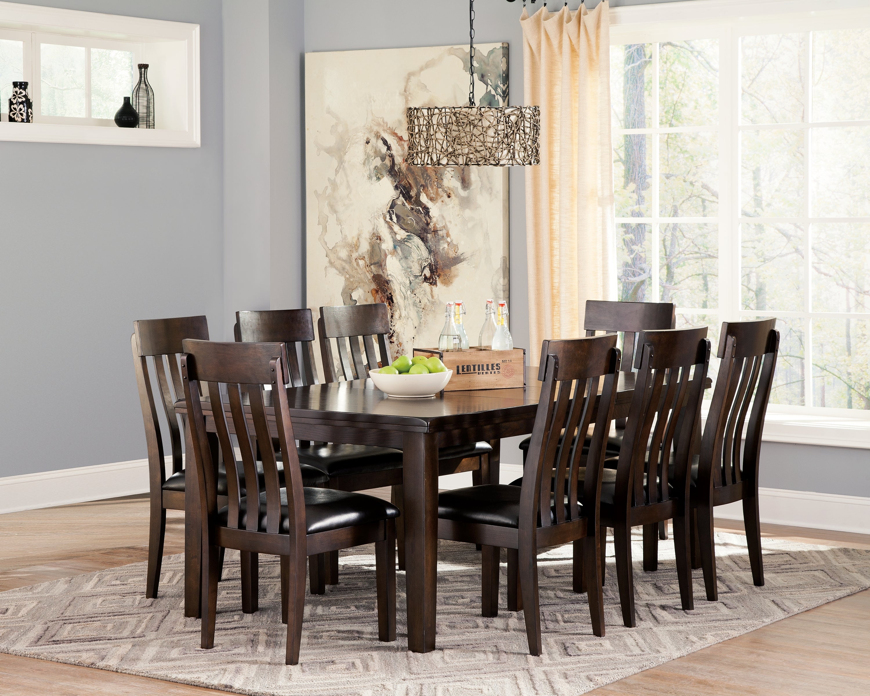 Best Furniture Outlet - Ashley Furniture - Haddigan Dining Room - Dining Table and 8 Chairs / Dark Brown - D596D4