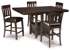 Best Furniture Outlet - Ashley Furniture - Haddigan Dining Room - Counter Height Dining Table with 4 Barstools / Dark Brown - D596D5