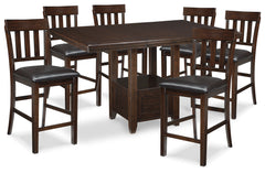 Best Furniture Outlet - Ashley Furniture - Haddigan Dining Room - Counter Height Dining Table and 6 Barstools / Dark Brown - D596D7