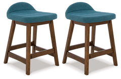 Best Furniture Outlet - Ashley Furniture - Lyncott Dining Room - Counter Height Bar Stool (Set of 2) / Blue/Brown - D615-324X2