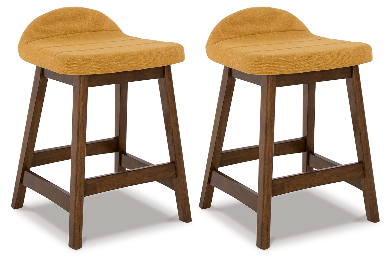 Best Furniture Outlet - Ashley Furniture - Lyncott Dining Room - Counter Height Bar Stool (Set of 2) / Mustard/Brown - D615-424X2