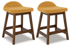 Best Furniture Outlet - Ashley Furniture - Lyncott Dining Room - Counter Height Bar Stool (Set of 2) / Mustard/Brown - D615-424X2