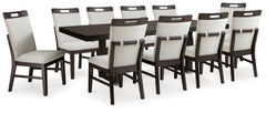 Best Furniture Outlet - Ashley Furniture - Neymorton Dining Room - Dining Table and 10 Chairs / Dark Grayish Brown - D618D4