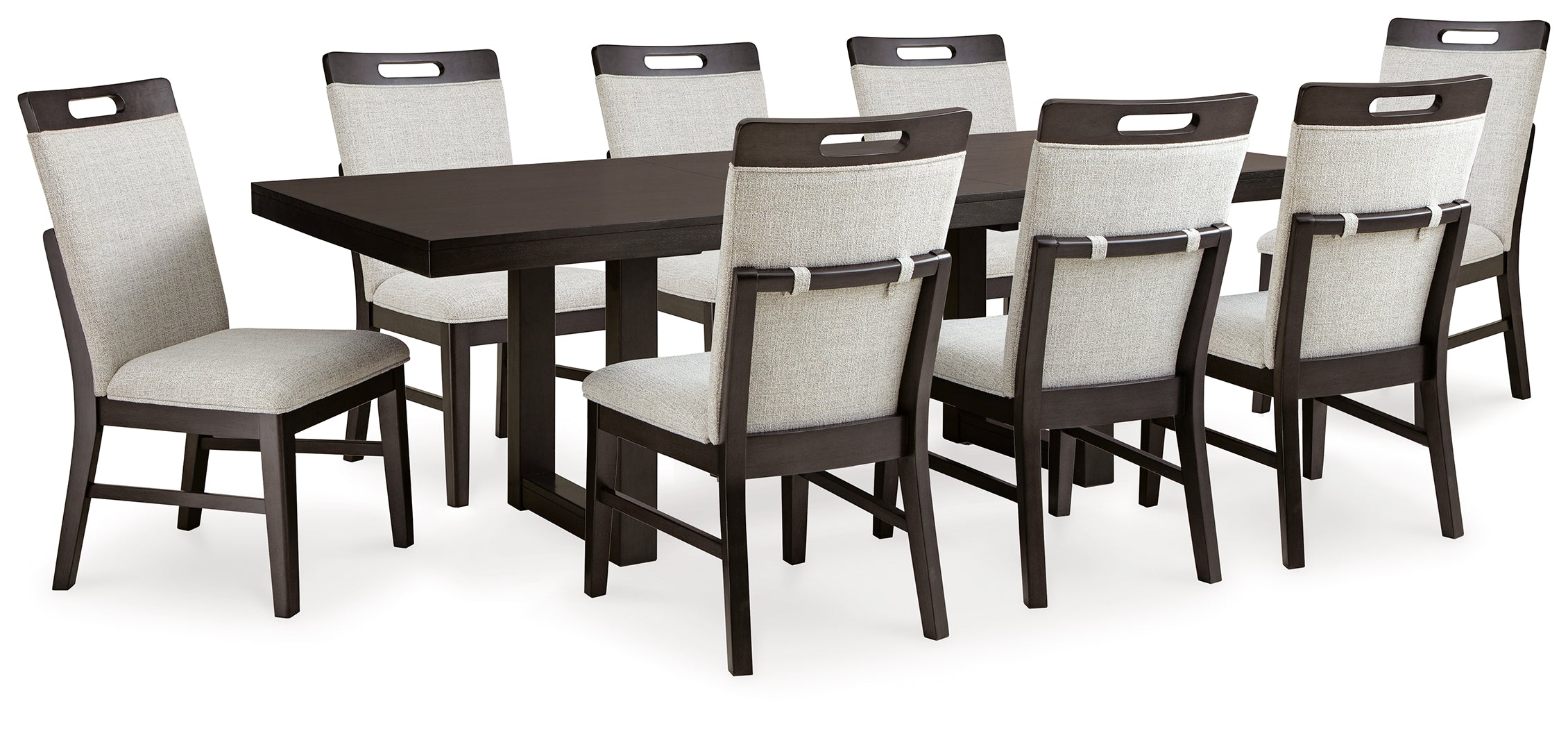 Best Furniture Outlet - Ashley Furniture - Neymorton Dining Room - Dining Table and 8 Chairs / Dark Grayish Brown - D618D3