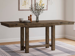 Best Furniture Outlet - Ashley Furniture - Moriville Dining Room - RECT DRM Counter EXT Table / Grayish Brown - D631-32