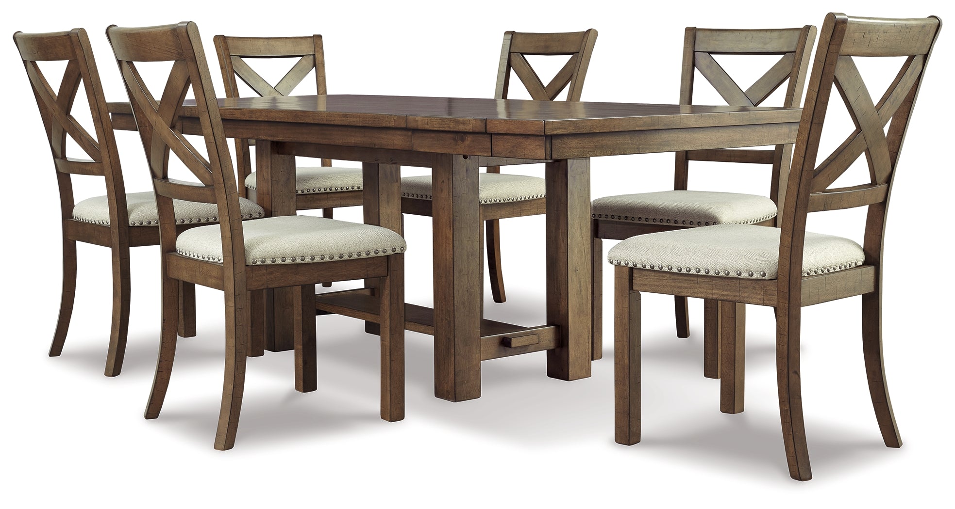 Best Furniture Outlet - Ashley Furniture - Moriville Dining Room - Dining Table and 6 Chairs / Beige - D631D11