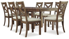 Best Furniture Outlet - Ashley Furniture - Moriville Dining Room - Dining Table and 8 Chairs / Grayish Brown - D631D13