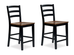 Best Furniture Outlet - Ashley Furniture - Wildenauer Dining Room - Counter Height Barstool (Set of 2) / Brown/Black - D634-124X2