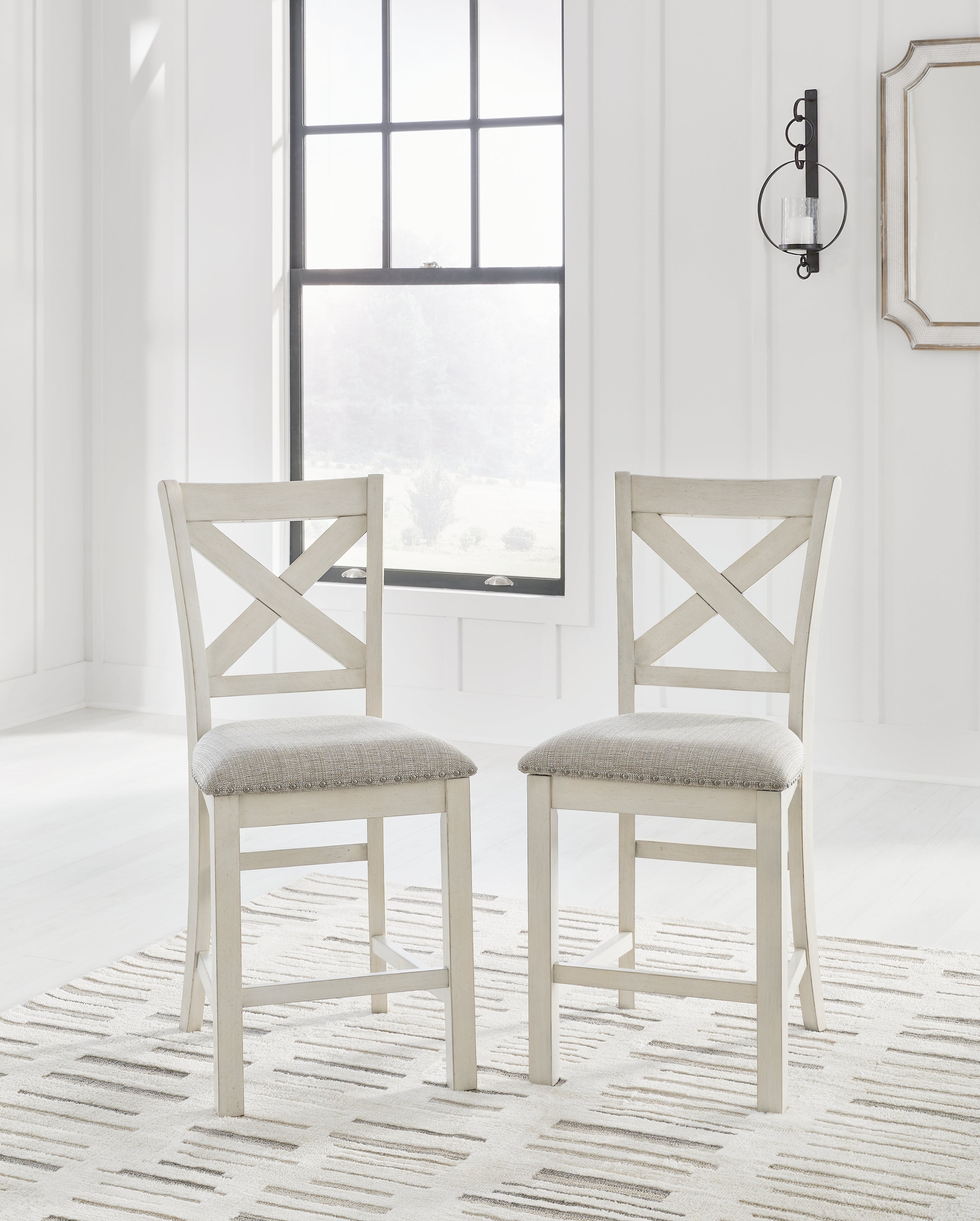 Best Furniture Outlet - Ashley Furniture - Robbinsdale Dining Room - Barstool (Set of 2) / Antique White - D642-124X2