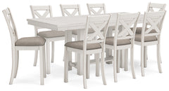 Best Furniture Outlet - Ashley Furniture - Robbinsdale Dining Room - Counter Height Table and 8 Barstools / Antique White - D642D9