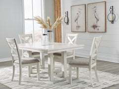 Best Furniture Outlet - Ashley Furniture - Robbinsdale Dining Room - Dining Table and 4 Chairs / Antique White - D642D3
