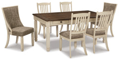 Best Furniture Outlet - Ashley Furniture - Bolanburg Dining Room - Dining Table with 6 Chairs / Antique White - D647D3