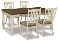 Best Furniture Outlet - Ashley Furniture - Bolanburg Dining Room - Dining Table with 4 Chairs / Two-tone - D647D1